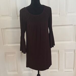 Elegant Long Sleeve Brown Dress